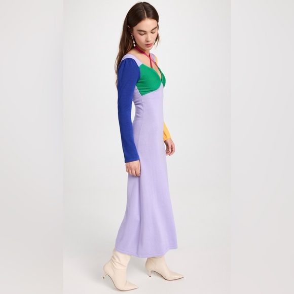 NWT Olivia Rubin Elliott XS Maxi Dress Colorblock Knit Empire Waist - Picture 4 of 13